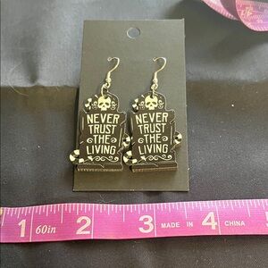 Beetlejuice Inspired “Never Trust the Living” Earrings 💀🖤 | Gothic Dangle